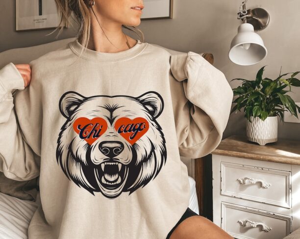 Chicago Football Vintage Crewneck Sweatshirt, Retro Style Bears Shirt, Soldier Field