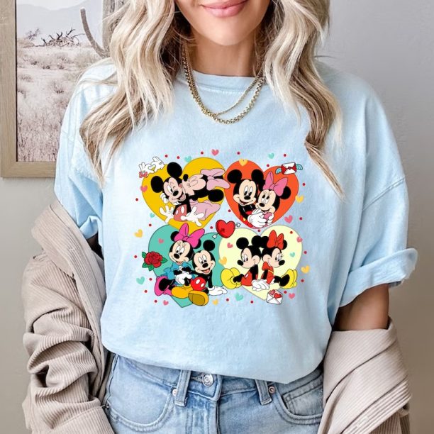 Comfort Colors® Mickey And Minnie Love T-shirt, Disney Valentine Shirt, Valentines Day Shirt