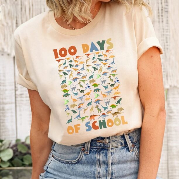 Dinosaurs 100 Days Of School Shirt, 100 Days Of Dinosaurs Shirt, Dinosaurs 100th Day Shirts, Kid 100th Day