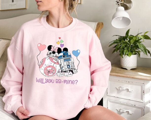 Will You BB-mine Shirt,Valentines Star Wars Couple Shirt,Disney Couple Honeymoon Shirts,Mickey Minnie Shirt