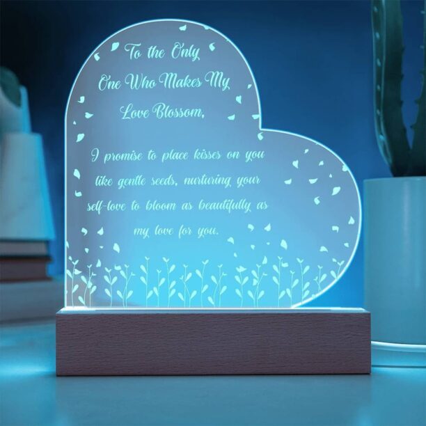 Personalized Heart Plaque for Valentine's Gift, Engraved Seeds of Affection Acrylic Plaque