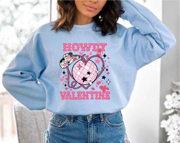 Howdy Valentine Western Sweatshirt, Retro Western Valentine Hoodie, Country Valentine Sweater