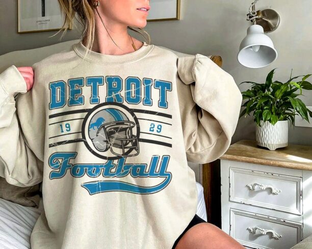 Detroit Football Sweatshirt/ Detroit Football Crewneck/ Lions Football Crewneck Retro Lions Shirt Gift Lions Football