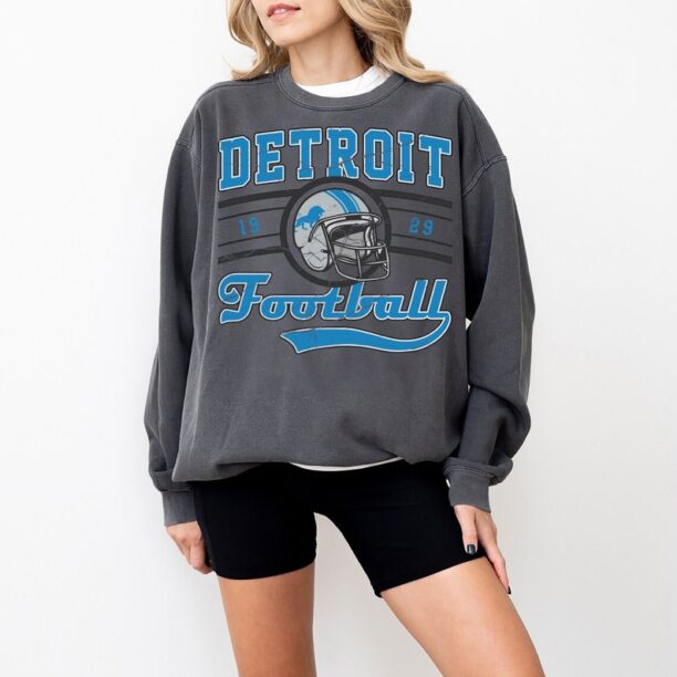 Detroit Football Sweatshirt/ Detroit Football Crewneck/ Lions Football Crewneck Retro Lions Shirt Gift Lions Football