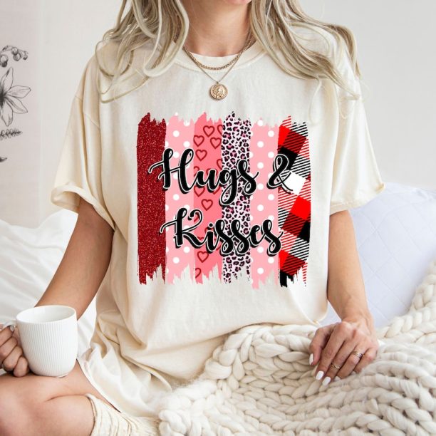 Comfort Colors® Hugs & Kisses Shirt, Valentine Hugs T-shirt, Kisses Valentine Shirt, Love Shirt, Valentines Day T-Shirt