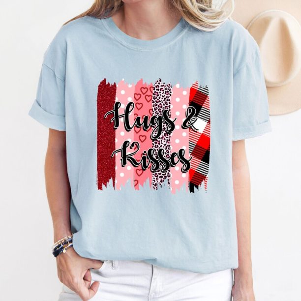 Comfort Colors® Hugs & Kisses Shirt, Valentine Hugs T-shirt, Kisses Valentine Shirt, Love Shirt, Valentines Day T-Shirt