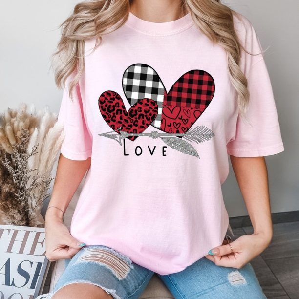 Comfort Colors® Love Arrow T-Shirt, Valentines Day T-Shirt, Leopard Heart Valentine Shirt, Love Shirt, Valentine Shirt