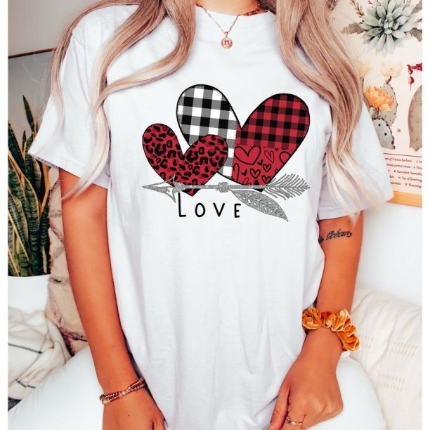 Comfort Colors® Love Arrow T-Shirt, Valentines Day T-Shirt, Leopard Heart Valentine Shirt, Love Shirt, Valentine Shirt