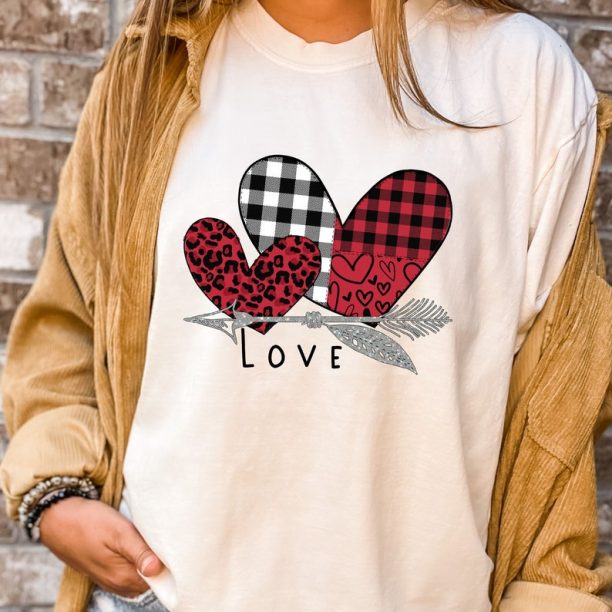 Comfort Colors® Love Arrow T-Shirt, Valentines Day T-Shirt, Leopard Heart Valentine Shirt, Love Shirt, Valentine Shirt