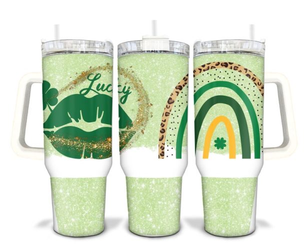 St Patricks Day Rainbow Sublimated 40oz Quencher Tumbler
