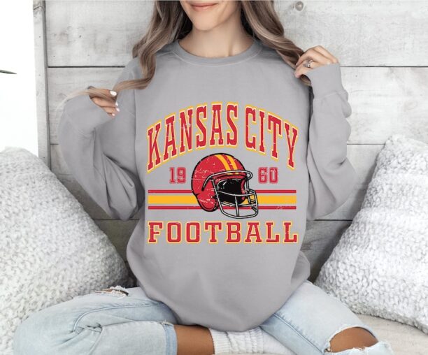 Kansas City Retro Style Sweatshirt Crewneck, Vintage Style Kansas City Fan Gift, Comfort Colors, Kansas City Football