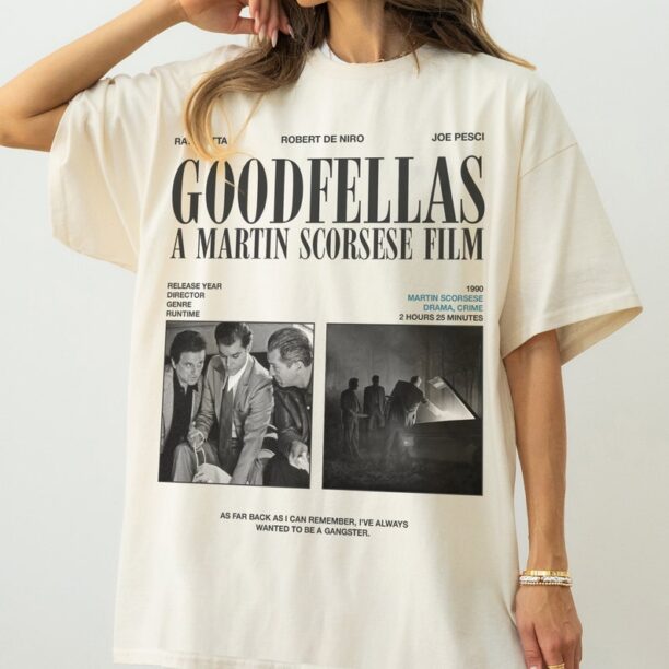 Goodfellas Movie T-Shirt, Retro Martin Scorcese Gangster Mafia Film Graphic Tee Shirt