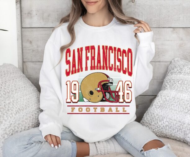 Retro San Francisco Football Players Sweatshirt, 2023-2024 Season, Vintage 49ers Football Crewneck