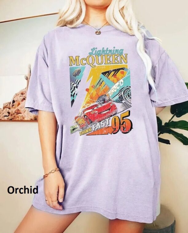 Lightning McQueen Comfort Colors Shirt, Kids Disney Shirt, Disney Cars Shirt, Pixar Cars Shirt, Disney Cars Land Tee