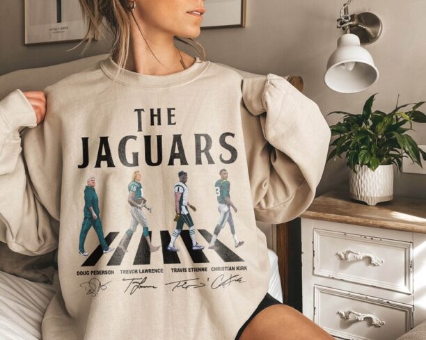 Jaguars Walking Abbey Road Signatures Football Shirt, Doug Pederson,TrevorLawrence, Travis Etienne, ChristianKirk