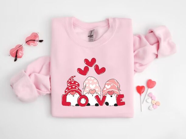 Gnome Love Valentine Shirt, Cute Valentine Sweatshirt, Gnome Love Valentine's Day Gift, Kids Shirt, Gift for Mom