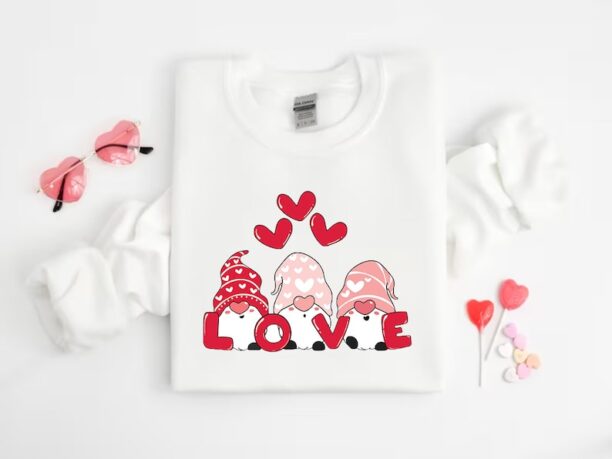 Gnome Love Valentine Shirt, Cute Valentine Sweatshirt, Gnome Love Valentine's Day Gift, Kids Shirt, Gift for Mom