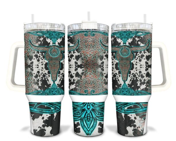 Cow Skull Sublimated 40oz Quencher Tumbler
