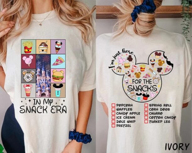 In My Snack Era Comfort Colors Shirt, Two-sided Disney Snack Shirt, I'm Just Here For The Snacks Shirt