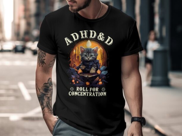 Dungeons and Dragons ADHD&D Roll for Concentration T-shirt, DnD Vintage Tee, Soft and Comfortable Unisex DnD Shirt