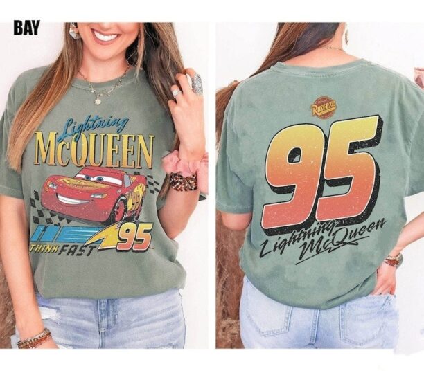 Vintage Lightning Mcqueen Shirt, Disney Kids Shirt, Car Pixar Shirt, McQueen 1977 Shirt, Disney Cars Land Shirt