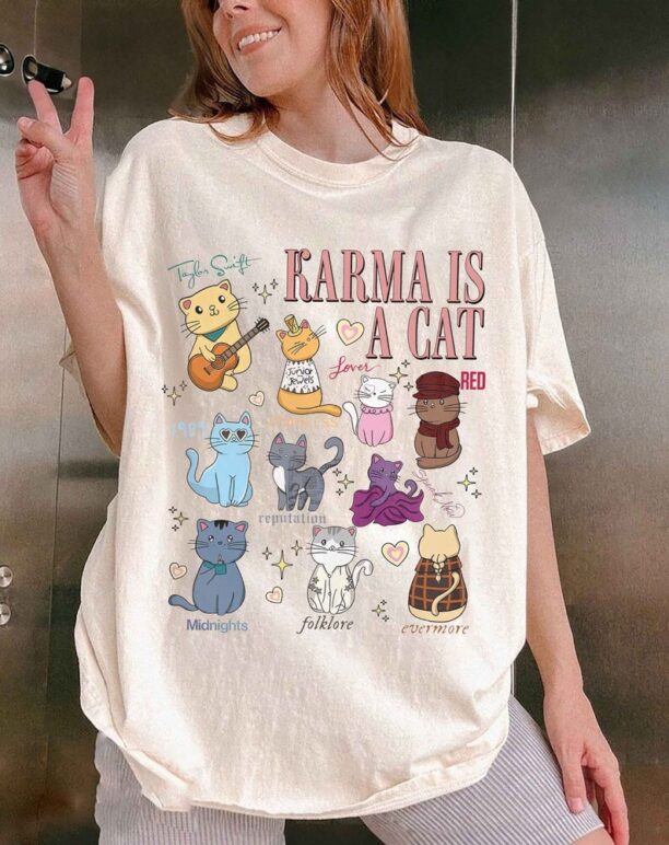 Karma Is A Cat Shirt, Music Albums As Books Sweatshirt, Taylor Swiftie Fan Hoodie