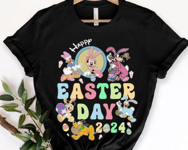 Retro Mickey And Friends Happy Easter Day 2024 Shirt, Disney Easter Shirt Gift, Disneyland Family Trip