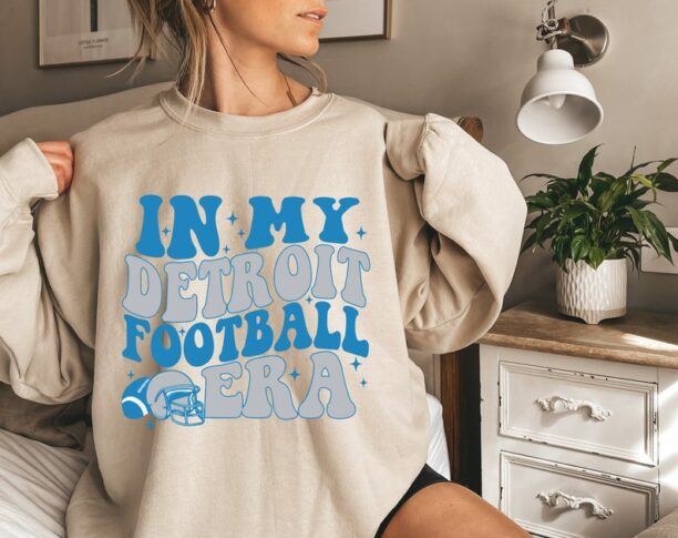 Vintage Detroit Football Sweatshirt Lions Football Crewneck Retro Style Lions Shirt Gift for Lions Football Fan Detroit