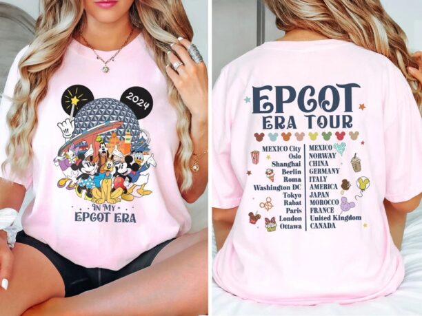 Two-sided Epcot Era Tour Comfort Colors Shirt, In My Epcot Era Shirt, Mickey and Friends Shirt, Epcot World Tour Shirt