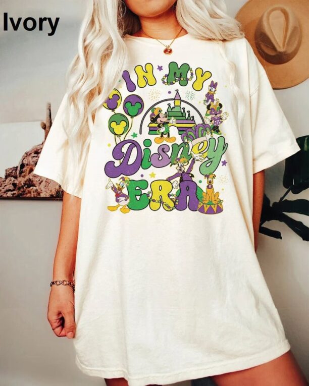 Vintage In My Disney Era Mardi Gras Shirt, Mardi Gras Disney Comfort Colors Shirt, Mickey and Friends Shirt