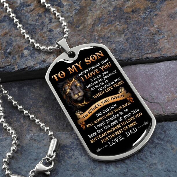 To My Son Dog Tag Necklace, Sentimental Gift for Son from Dad, Son Birthday Gift, Christmas gift for Son