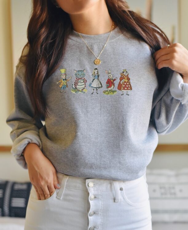 Alice in Wonderland Sweatshirt, Wonderland Sweater, Through the Looking Glass Crewneck, Alice in Wonderland Book Lover