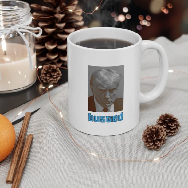 Donald Trump Busted Mugshot Coffee Mug 11oz Funny Political Ceramic Cup Support the Democrats