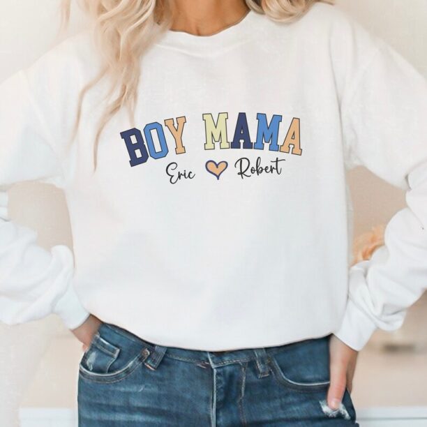 Custom Boy Mama Sweatshirt, Personalized Mom Sweatshirt, Boy Mama Custom Gift, Mama Sweatshirt With Kids Names