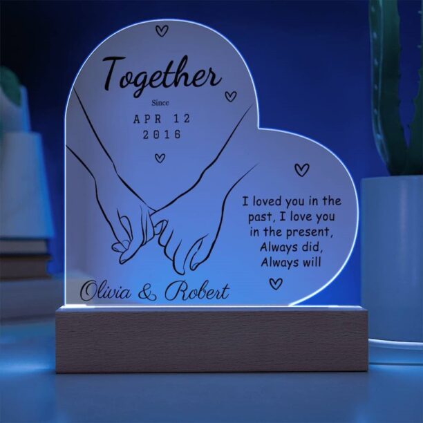 Custom Heart-Shaped Acrylic Plaque Personalized Couple Gift for Husband Wife