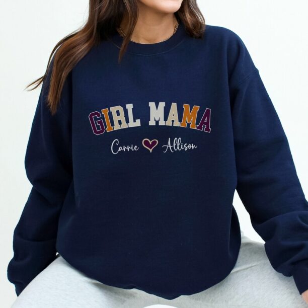 Custom Girl Mama Sweatshirt,Girl Mama Custom Christmas Gift,Personalized Mom Sweatshirt