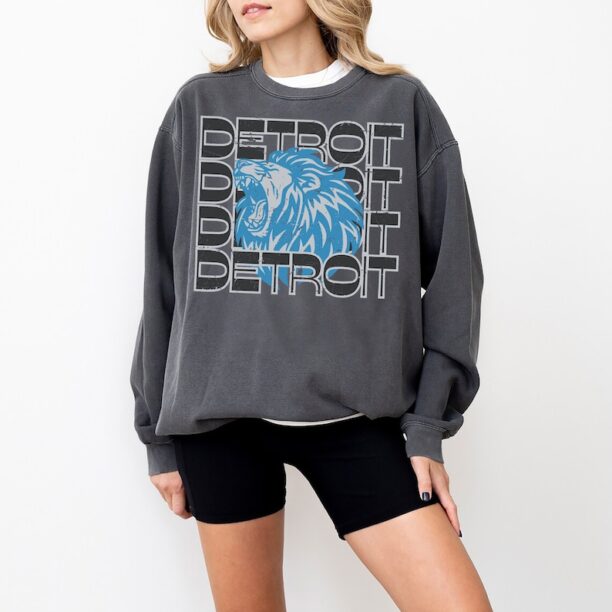 Vintage Detroit Football Sweatshirt/ Detroit Sweatshirt/ Lions Fan Gift/ Sundays Are Better In Detroit Football Shirt