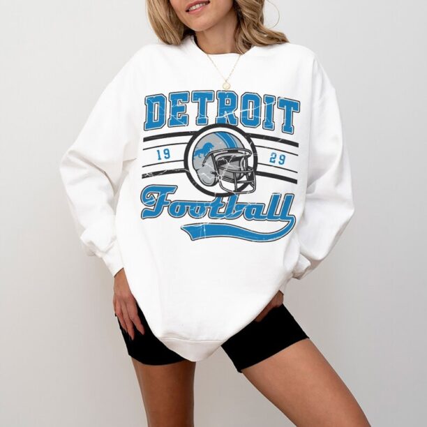 Detroit Football Sweatshirt/ Detroit Football Crewneck/ Lions Football Crewneck Retro Lions Shirt Gift Lions Football