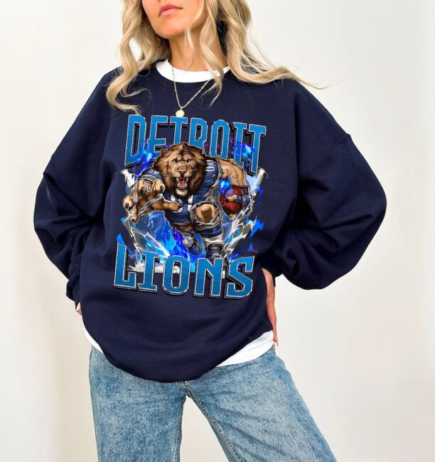 Detroit Lions Football Sweatshirt/ Lions Football Crewneck/ Bootleg Detroit Football Shirt/ Detroit Sport Sweatshirt/