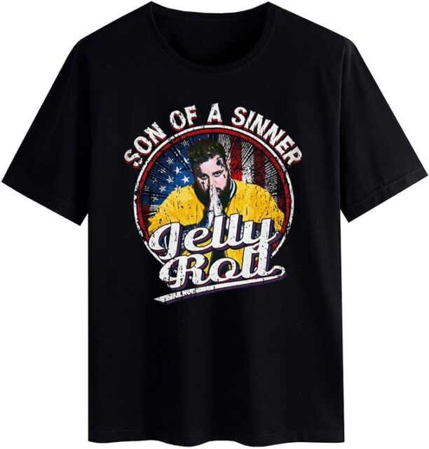 Man's American Rapper Jelly Theme Roll T-Shirt Crewneck Short-Sleeve Tee T Shirts, Cotton Tee Top for Man 2XL