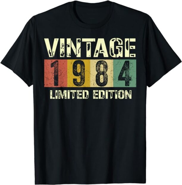 Vintage 40 Birthday Decorations Men 40th BDay 1984 Birthday T-Shirt