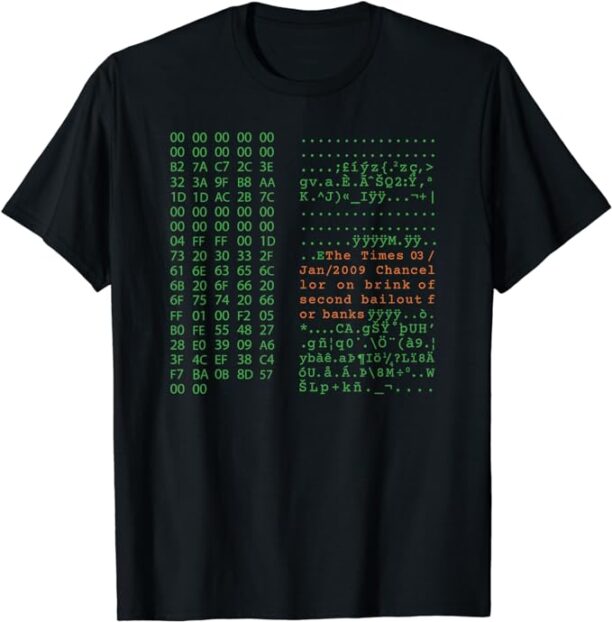 Bitcoin shirt - Satoshi Nakamoto Genesis Block crypto T-Shirt