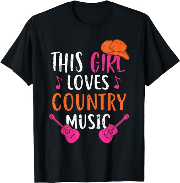 This Girl Loves Country Music Western Hat Musician Guitar T-Shirt