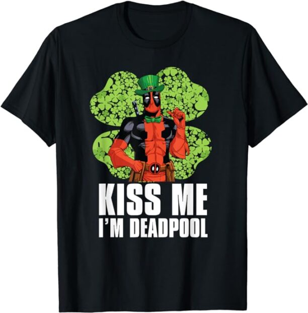 Marvel Kiss Me I'm Deadpool Shamrock St. Patrick's Day T-Shirt