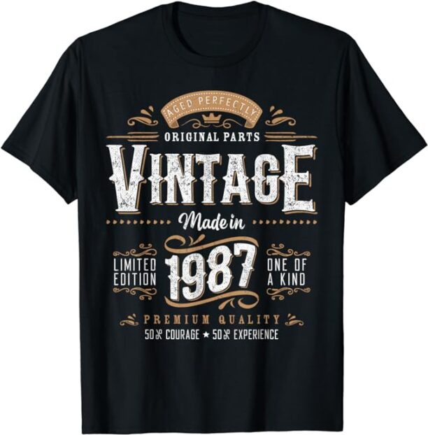 Vintage 1987 37th Birthday Decoration 37 Year Old Gifts Men T-Shirt