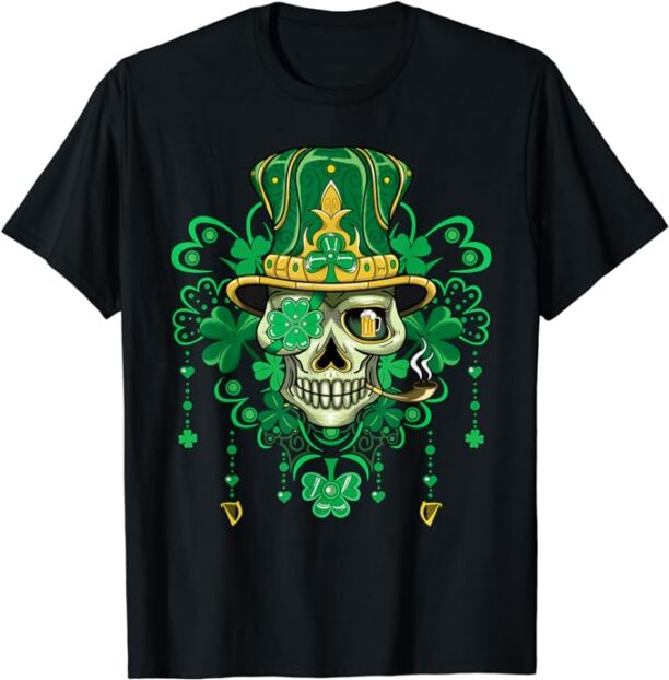 Skull Wearing Hat St Patricks Irish Men Women St. Patricks T-Shirt