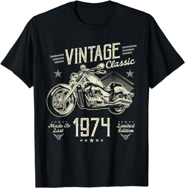 50th Birthday Decorations Men Vintage Classic 1974 Birthday T-Shirt