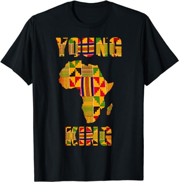 Cool African Kente Art Men Boys Kids African American Print T-Shirt