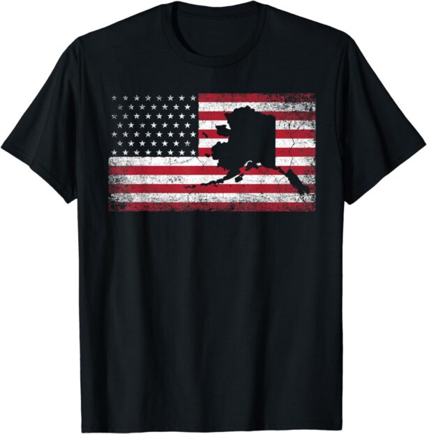 American Flag Retro Alaska 4th of July Vintage Gift USA T-Shirt