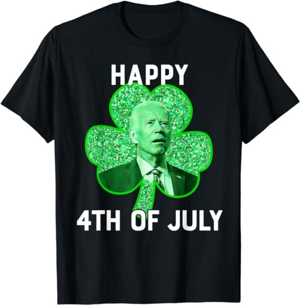 Funny Joe Biden St Patricks Day Confused Happy 4th of July T-Shirt